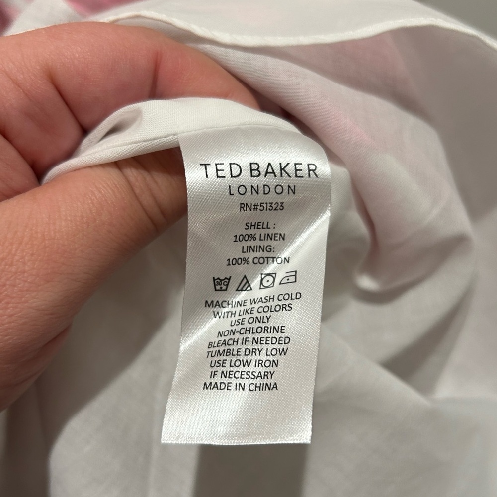Ted Baker Short Sleeve V Neck Linen Midi Dress - Picture 5 of 7